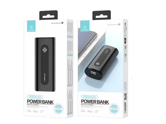 Mini batteria di ricarica esterna 1A 4000 Mah, powerbank per smartphone nero