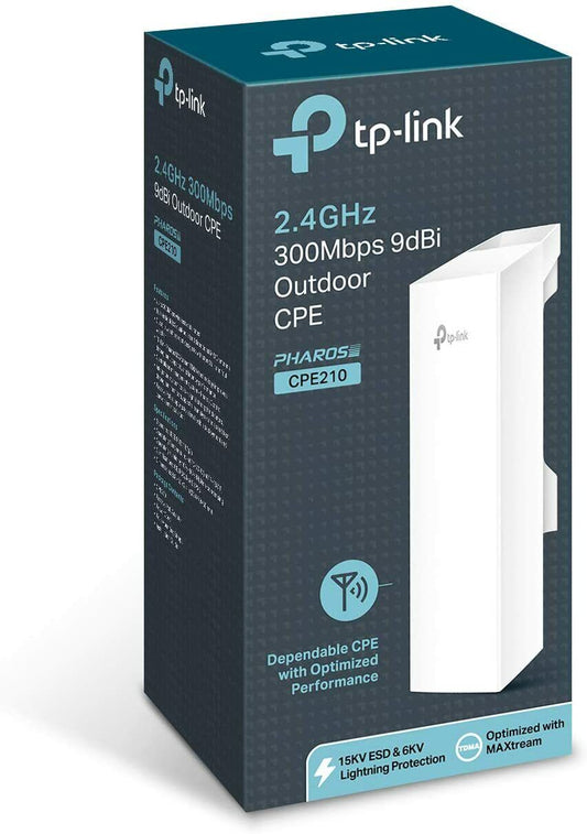 TP-Link CPE210 Outdoor Access Point Esterno Wi-Fi N300 Mbps,2.4Ghz 9dBi, Passive Poe, Collegamenti Wi-Fi a lunga distanza