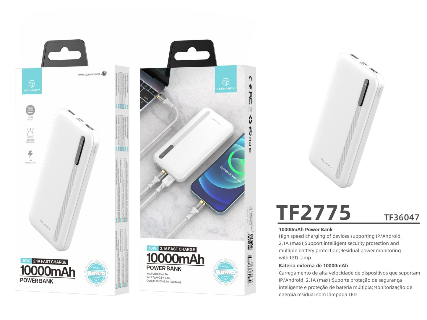 Power Bank 10000Mah 10W
Fast Charger White